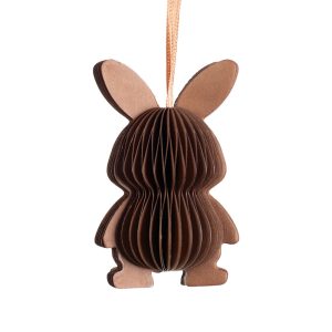 Custom Brown Easter Bunny Hanging Honeycomb Paper Ornament