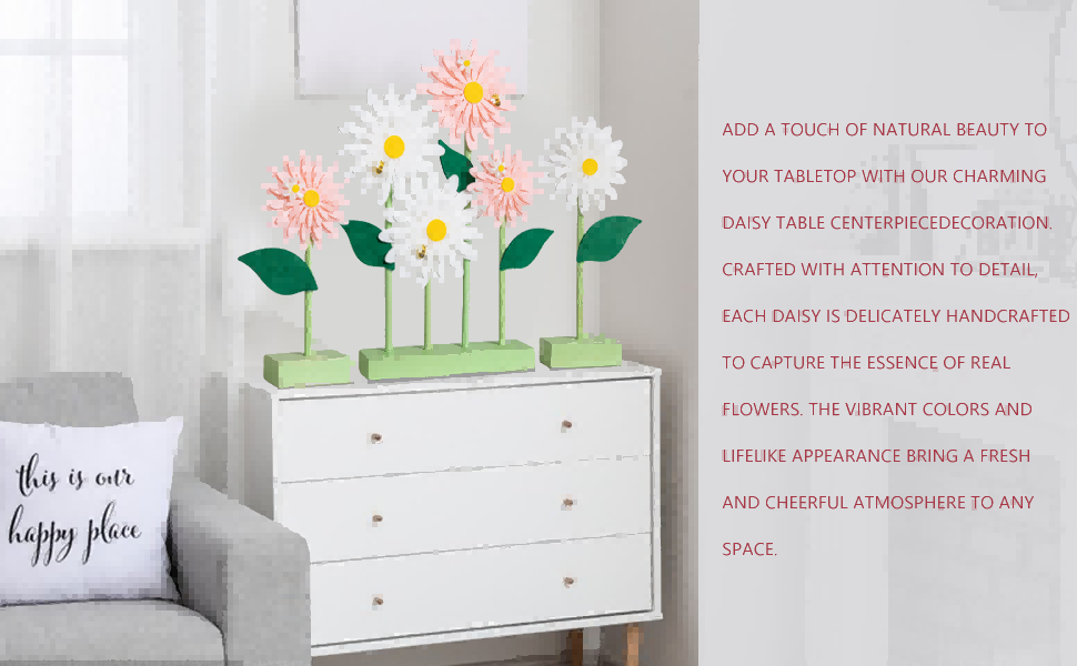 Distributor of Home Ornaments Pink and White Felt Daisy Centerpiece Decor