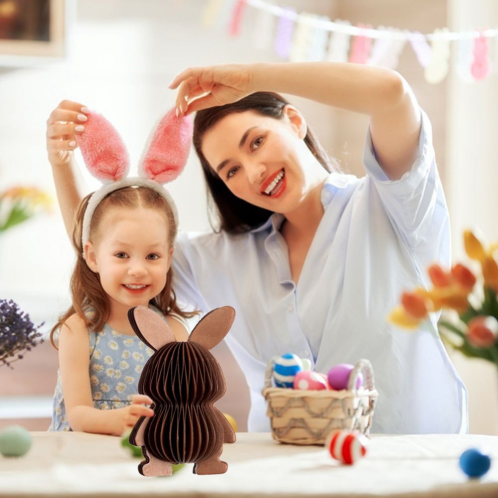 Easter Bunny Delight Adorable Brown Honeycomb Hanging Ornament