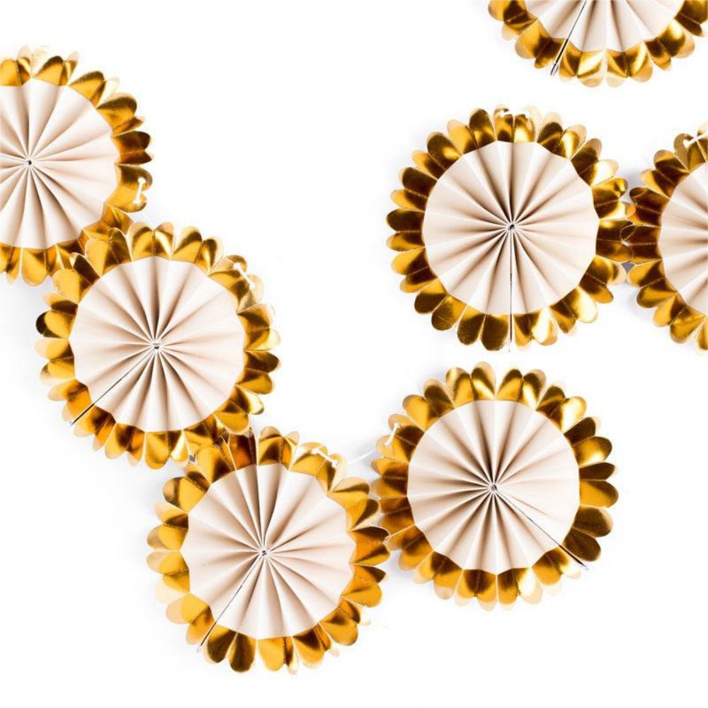 Golden Fancy Mini Fans Banner Paper Badge