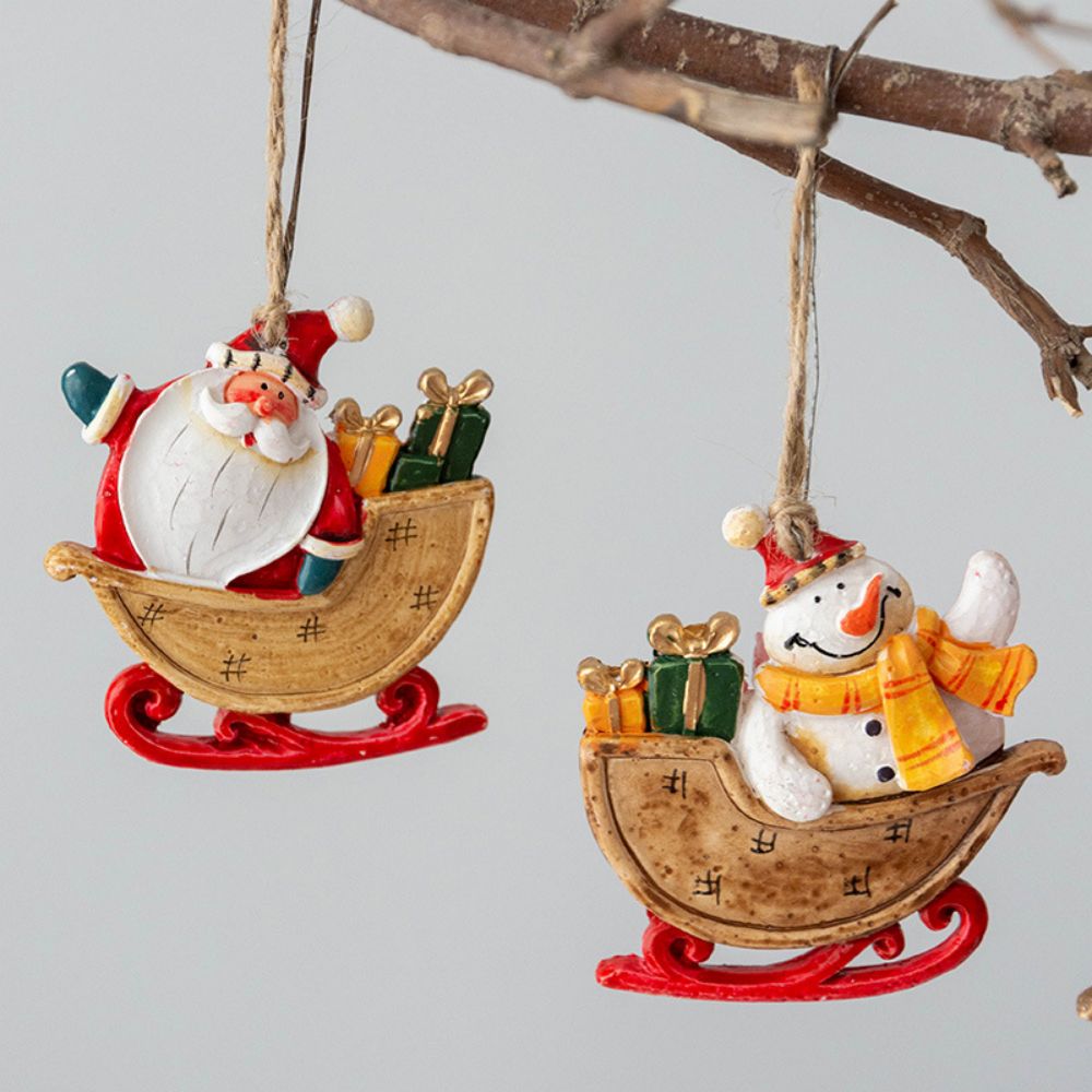 Hand-Colored Retro Christmas Pendant Resin Santa Claus Wholesale