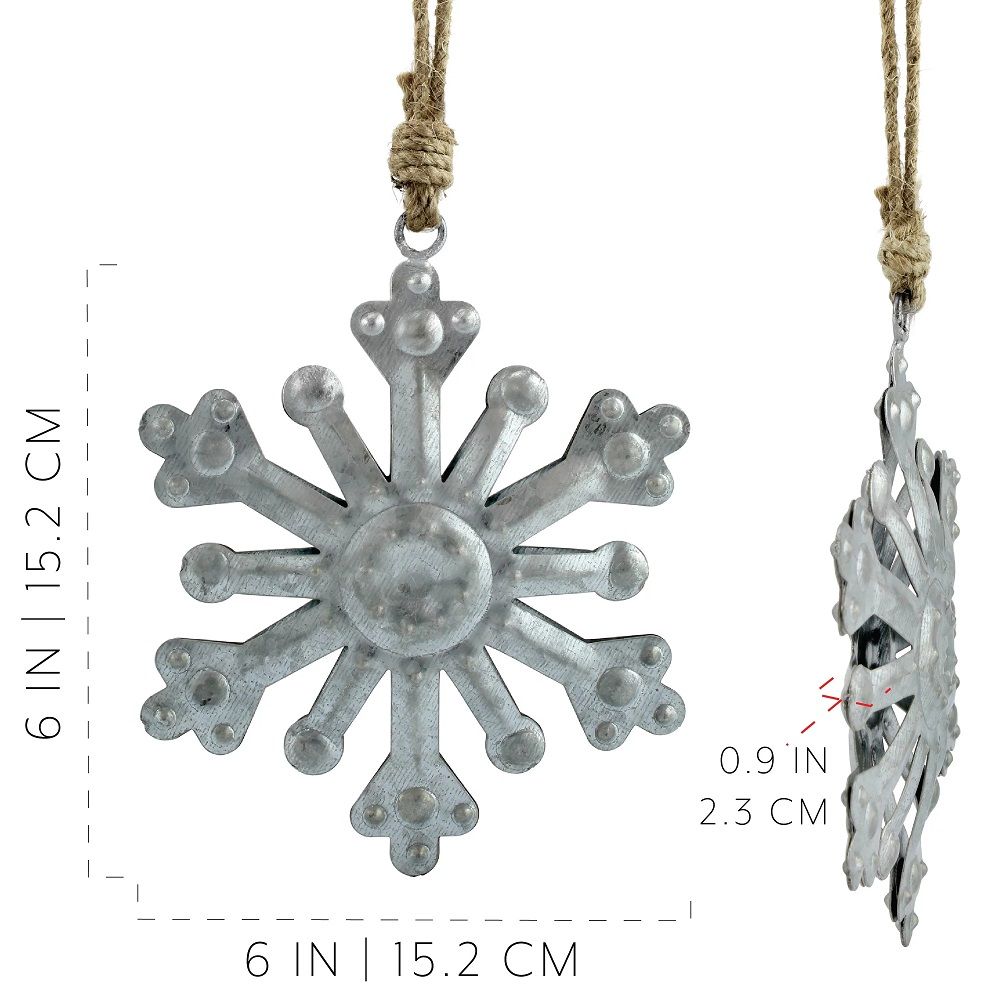 Individualized Rustic Metal Snowflakes Farmhouse Christmas Tree Decor Set