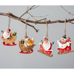 Resin Santa Claus Pendant Hand Colored Retro Christmas Tree Pendant Wholesale