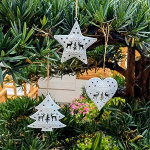 OEM Metal Christmas Tree Decorations Three-dimensional Iron Christmas Pendants