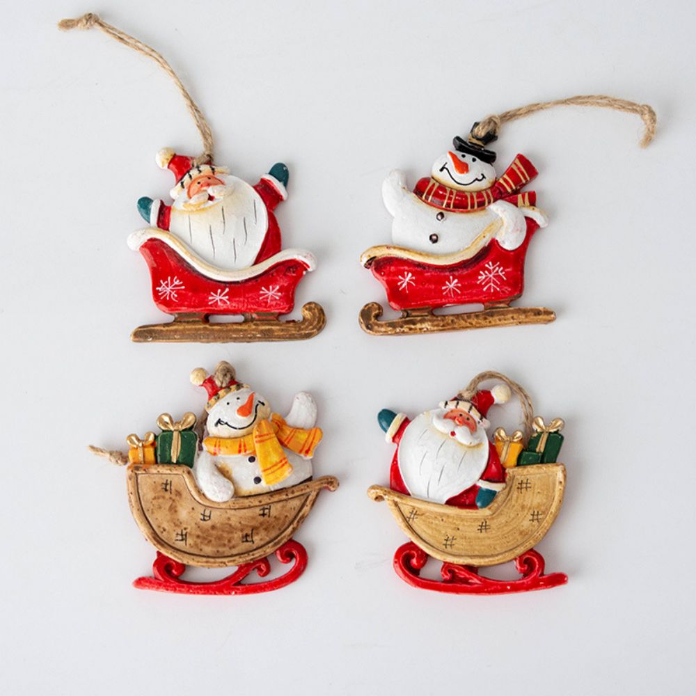 Old-fashioned Resin Santa Claus Pendant Hand-Painted Christmas Tree Charm