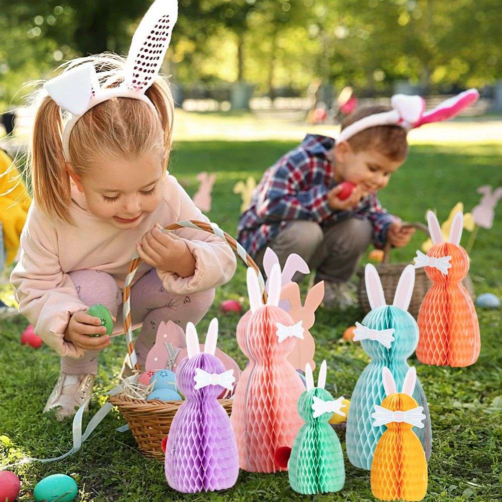 Personalized Light-Colored Easter Bunny Paper Ornaments Set Supplier