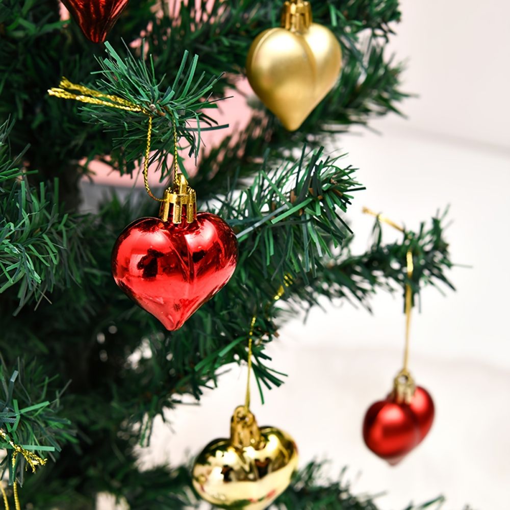 Plastic Heart-shaped Christmas Ball Pendant Ornaments