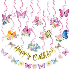 Spring Butterfly Themed Happy Birthday Decorations Supplier
