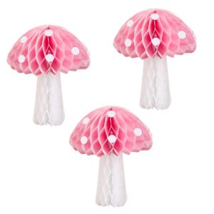 Custom Design Cute Light Pink Mushroom Paper Honeycomb Decorations Supplier