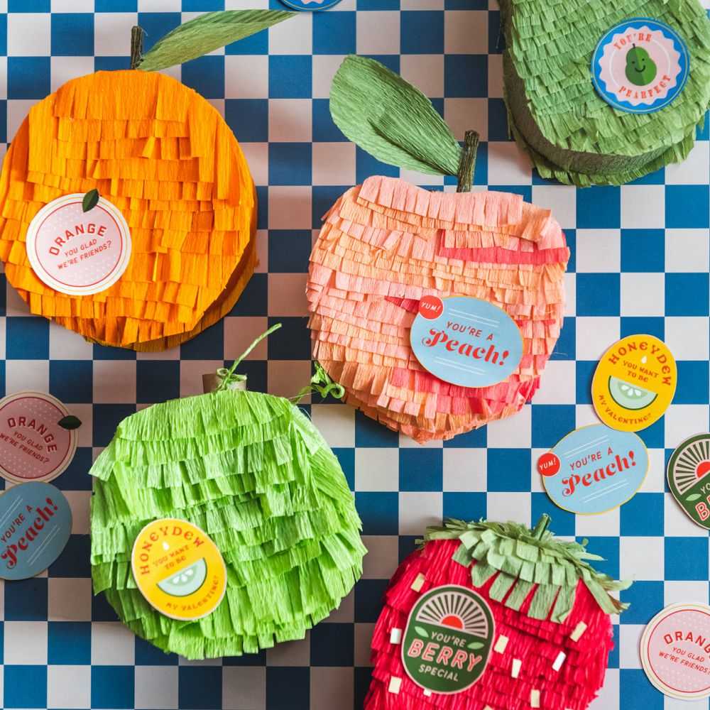 Valentine's Day Cute Fruit Pinatas and Stickers