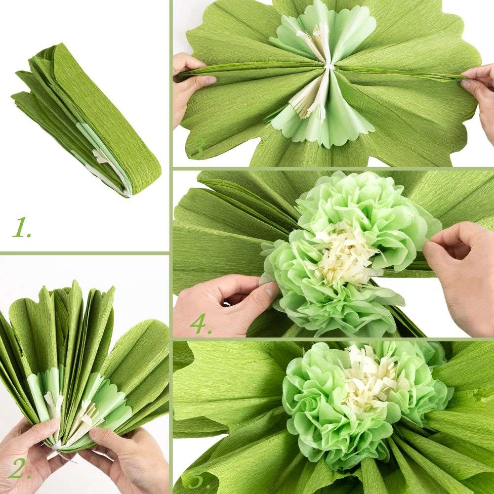 Wholesale Distributor of Customized Jumbo Green Crepe Paper Flowers