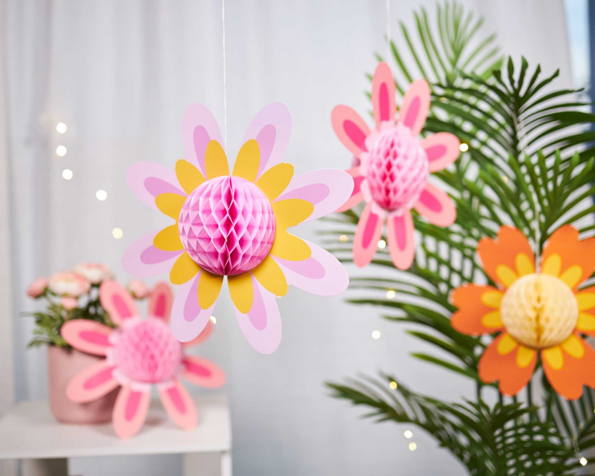 floral paper honeycomb decorations