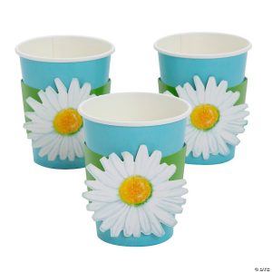 Groovy Retro Daisy Custom Paper Cups With Sleeves