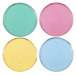 Gold Flecked Brights Rainbow Party Plates Bulk