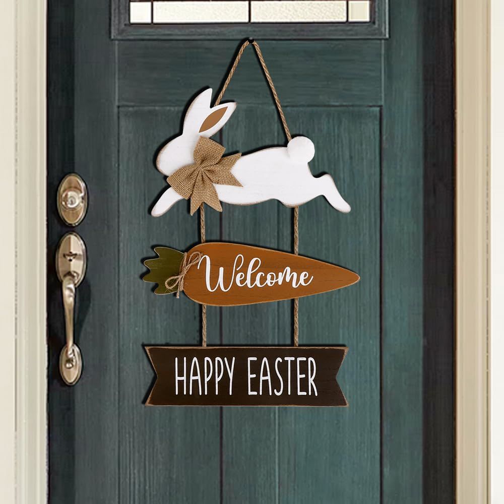 Brown Easter Wholesale Decor Rustic Wooden Easter Bunny Welcome Sign