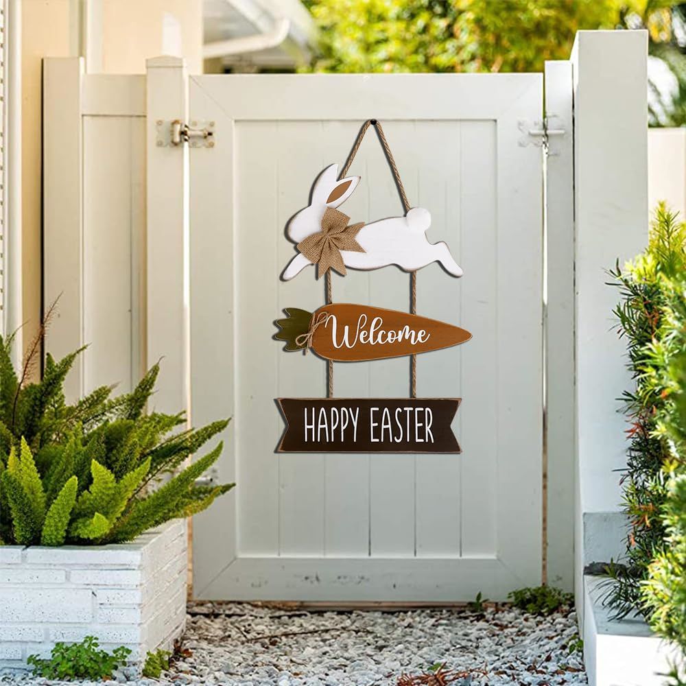 Brown Welcome Spring with Wholesale Rustic Wooden Easter Bunny Sign