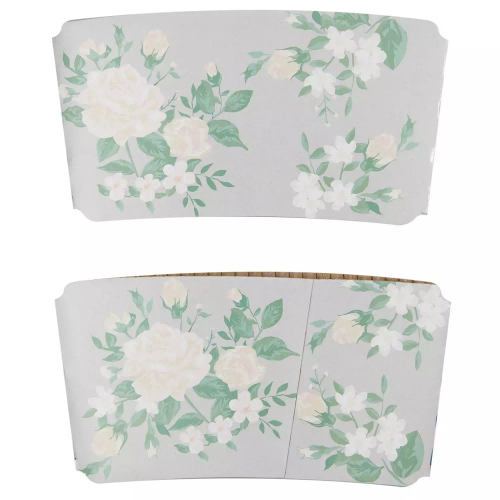 Chic Customized Disposable Coffee Cups with Floral Sleeves for Stylish Sips