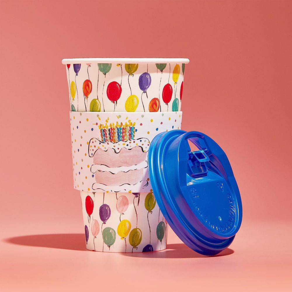 Colorful Balloon Cups Lids, Sleeves Included