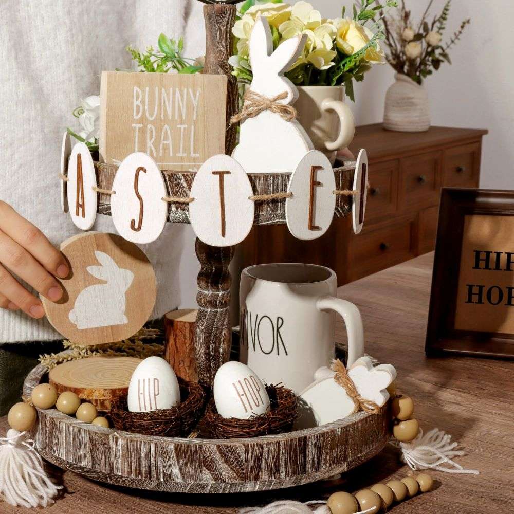 Customized Easter Tiered Tray Decor