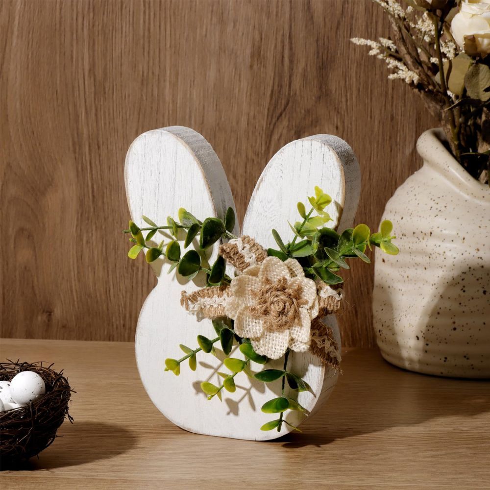 Easter Decor Rustic Wooden Bunny Happy Easter Table Centerpiece Sign