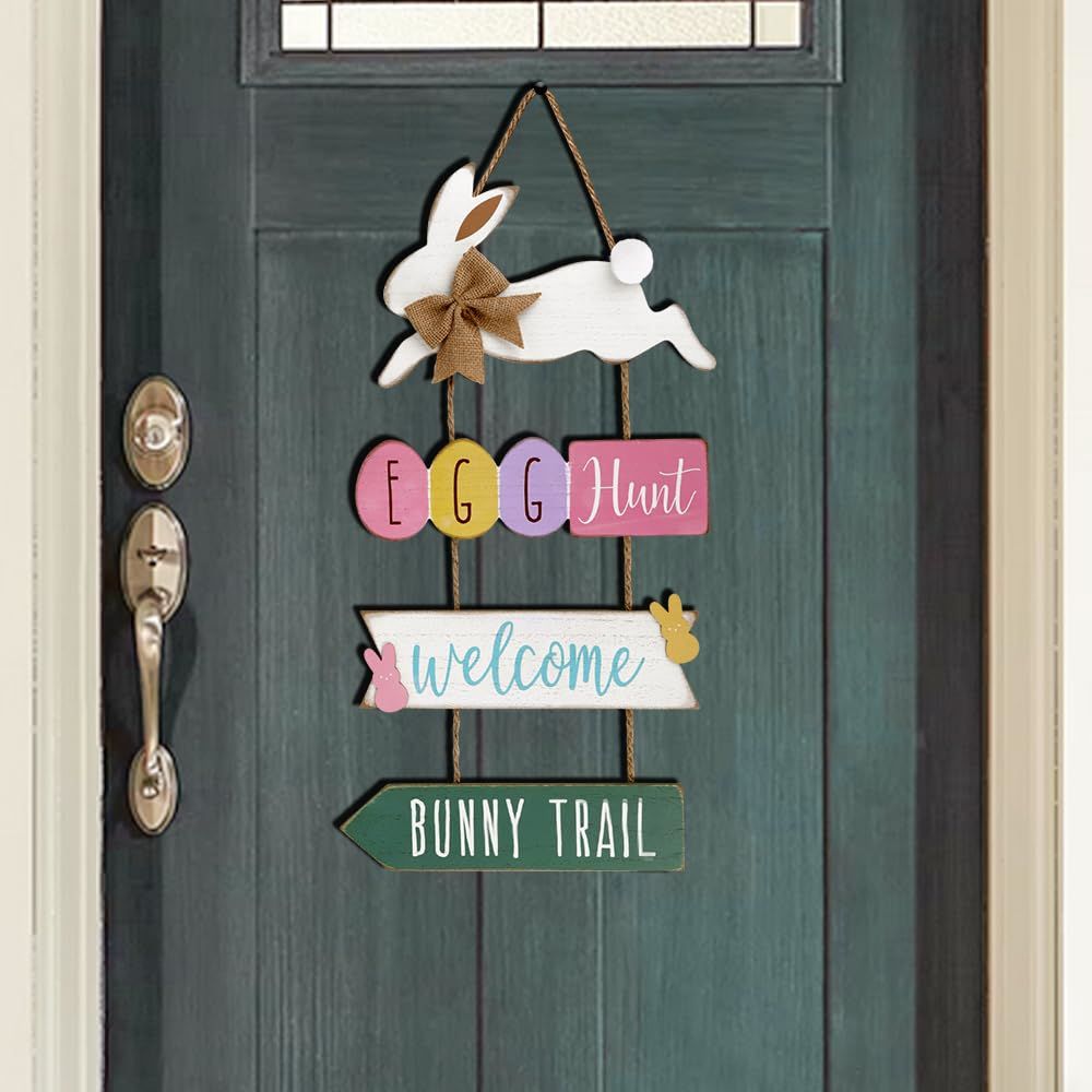 Easter Wholesale Decor Rustic Wooden Easter Bunny Welcome Sign