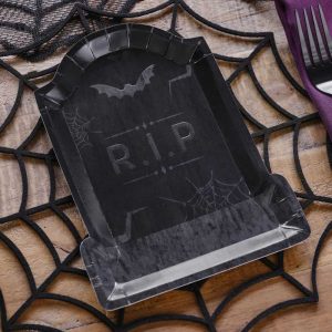 Embossed Tombstone Halloween Paper Plates Bulk