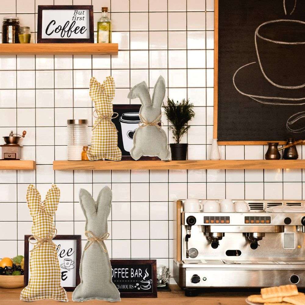 Farmhouse Stuffed Fabric Bunny Centerpiece