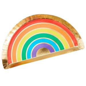 Gold Foiled Rainbow Paper Plates In Bulk For Cheap