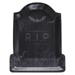Embossed Tombstone Halloween Paper Plates Bulk