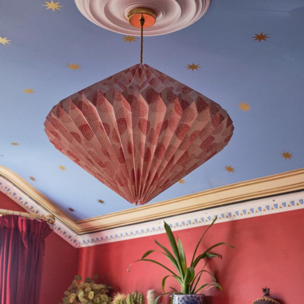Hand-Folded Paper Diamond Light Shade