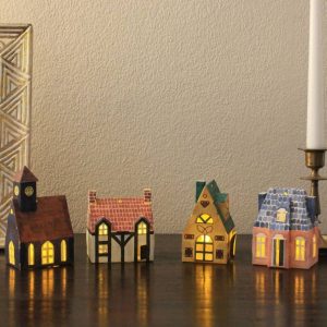 Make Your Own Four Houses Craft Kit Retro Ornaments