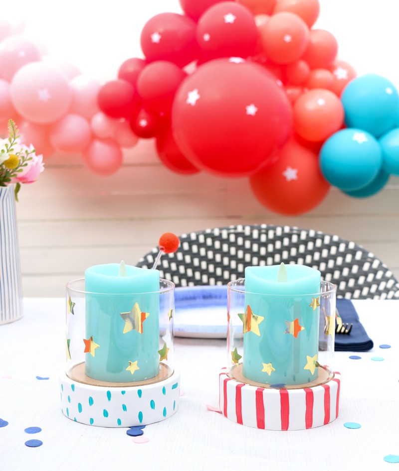 Patriotic Candle Holders for Fourth of July Party
