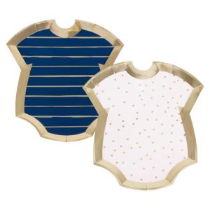 Gold Foiled Pink Navy Gender Reveal Personalised Paper Party Plates