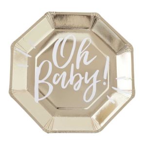 Gold Foiled Paper Plates Personalized Baby Shower Paper Plates