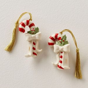 Christmas Ornaments Customize Hand-Painted Porcelain Candy Cane Ornament Set