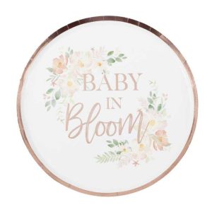 Rose Gold Personalized Paper Plates For Baby Shower