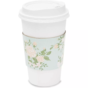 Floral Paper Coffee Cup Sleeves Custom Disposable Coffee Cups