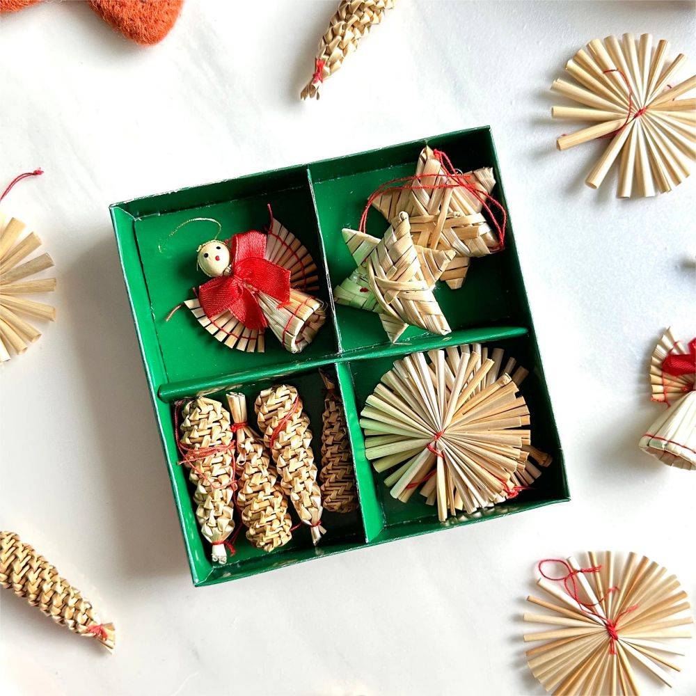 Unique Custom Christmas Ornaments Scandinavian Handmade Wheat Straw Decor