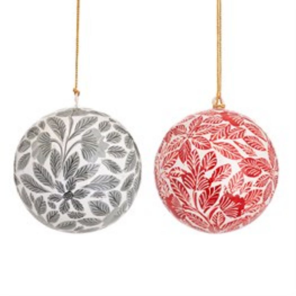 Unique Custom Vintage Floral Recycled Paper Pulp Baubles for Christmas Decor