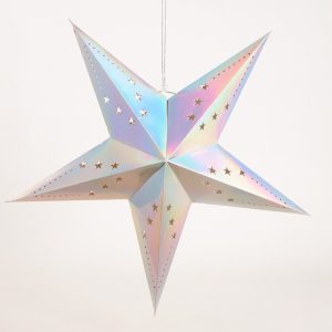 Silver Iridescent Hollow Paper Star Lampshade Wholesale