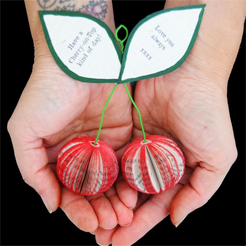 Custom Paper Fruit Book Art Cherries - 3D Red Cherry