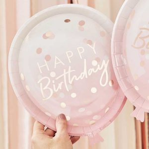Rose Gold Balloon Shaped Custom Paper Plates