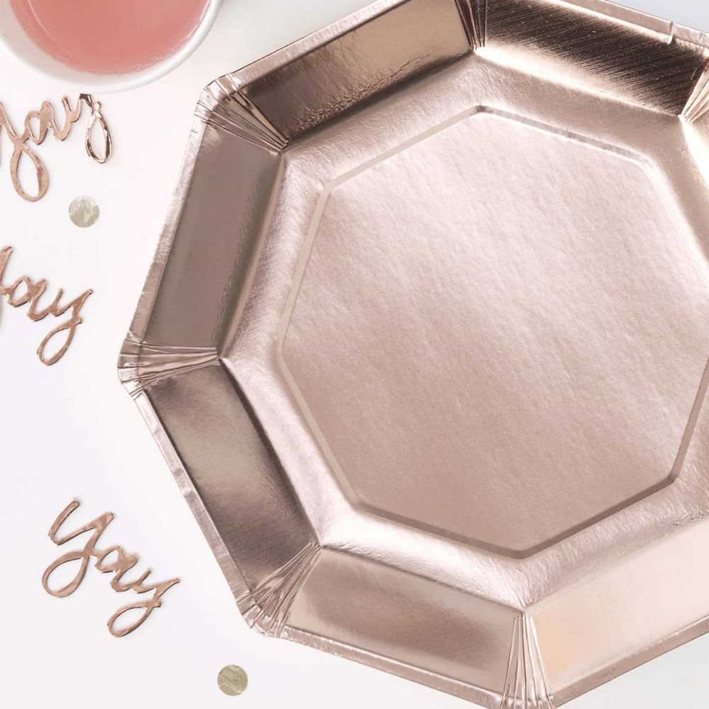 Rose Gold Disposable Plates in Bulk (10000 PCS)