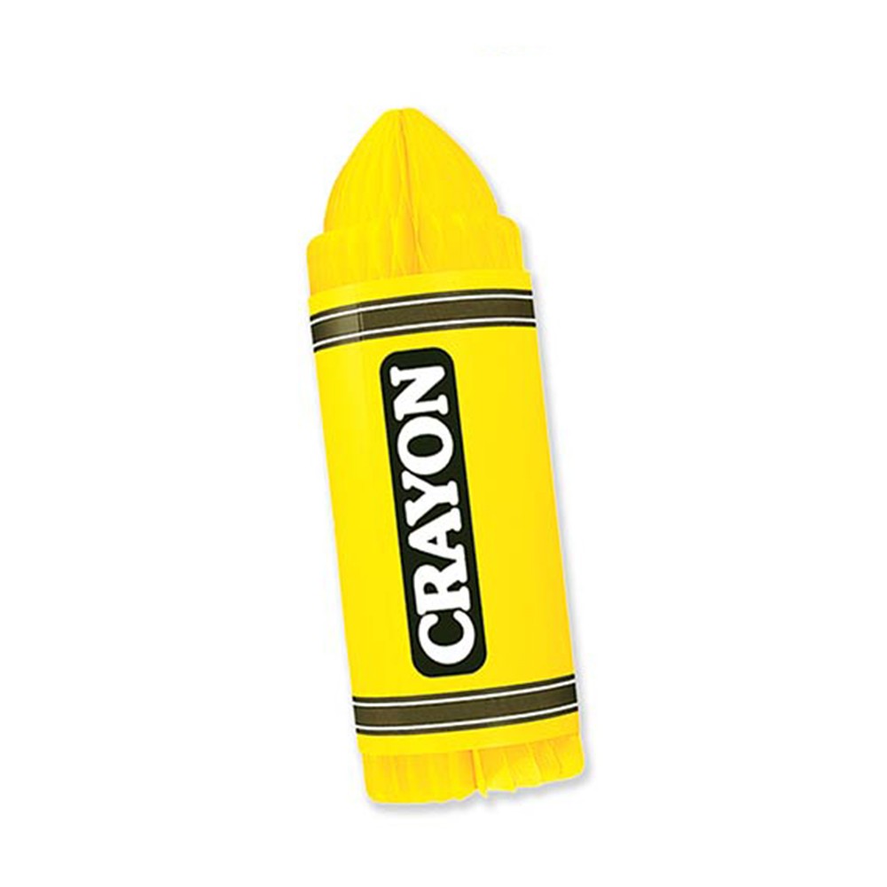 Yellow Honeycomb Tissue Crayon Decorations - Printed Both Sides