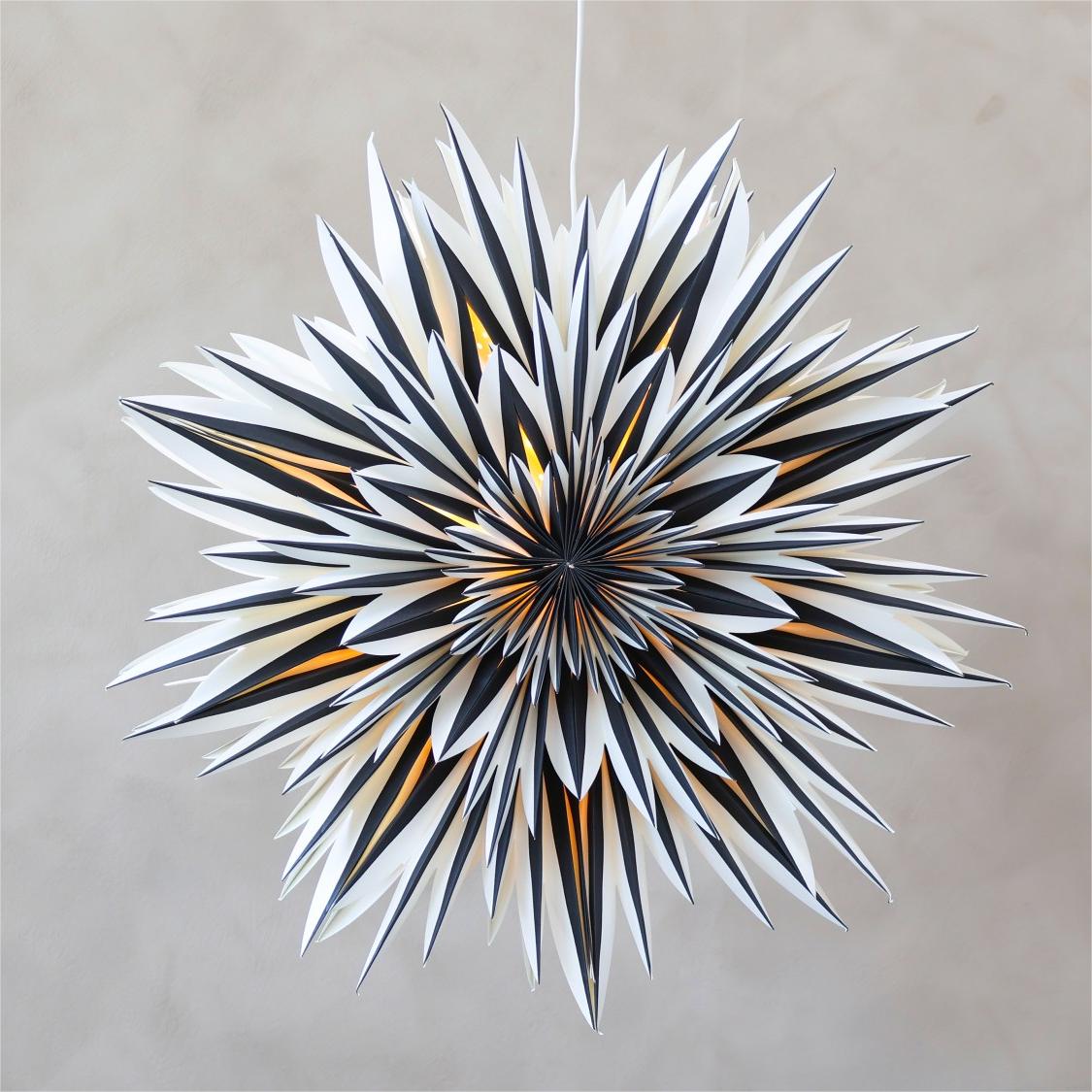 Black Striped Paper Star Fan Light
