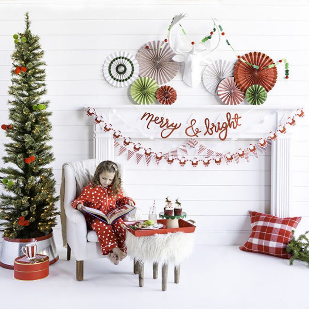 Christmas Paper Fan Decorations Photo Backdrop Decor