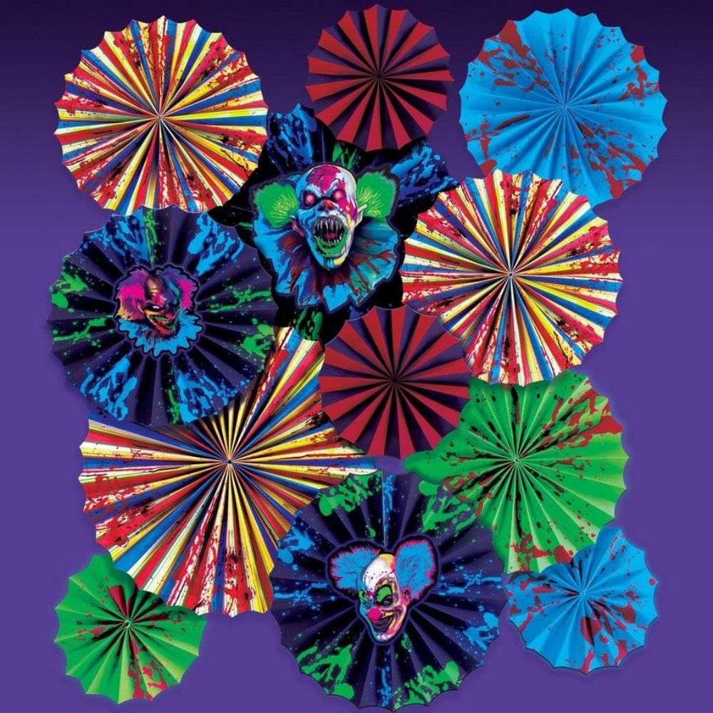 Custom Design Creepy Carnival Black Paper Fan Decorations Kit