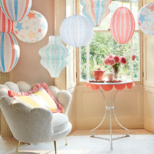 Custom Round, Oval And Wavy Stripy Paper Lanterns