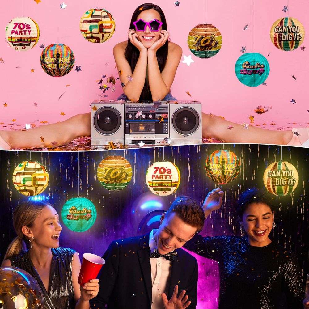 Disco Party Hanging Paper Lanterns Personalized 70's Party Decorations