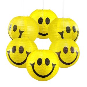 Factory Custom Yellow Round Smiling Face Paper Lanterns